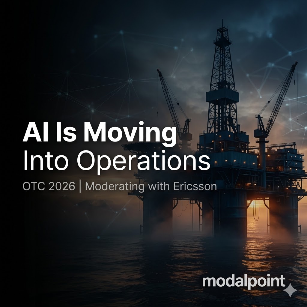 Matthew Bertram delivering the opener at the OTC 2026 AI panel